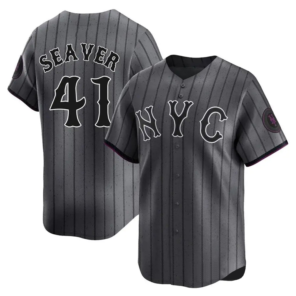 CBdoa NY.Mets #41 Tom Seaver Player Gray City Connect Limited Stitched Jerseys