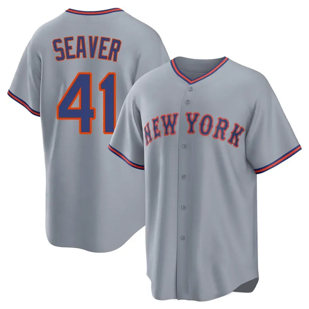 CBdoa NY.Mets #41 Tom Seaver Player Gray Road Home Game Stitched Jerseys