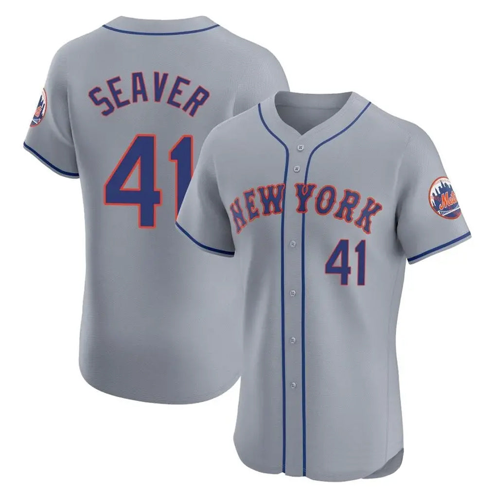 CBdoa NY.Mets #41 Tom Seaver Player Gray Road Limited Elite Home Stitched Jerseys