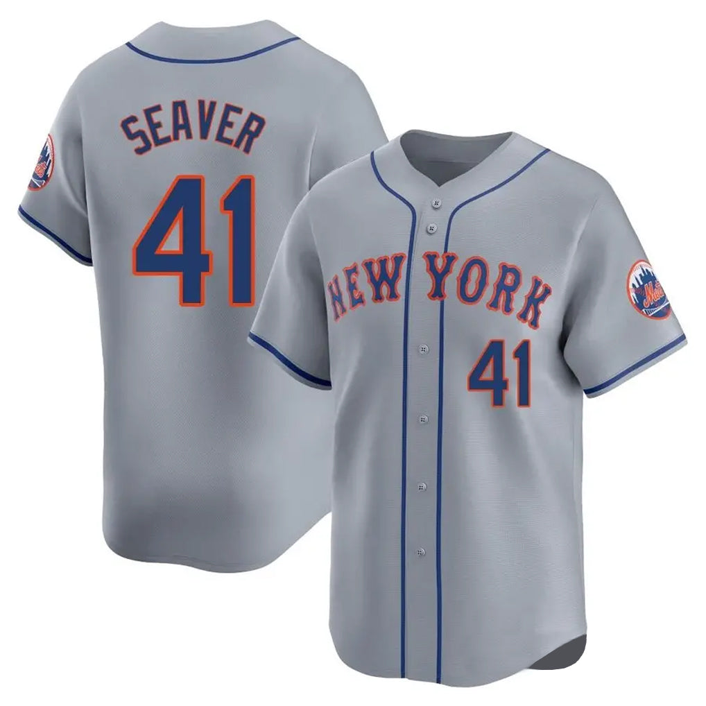 CBdoa NY.Mets #41 Tom Seaver Player Gray Road Limited Home Stitched Jerseys