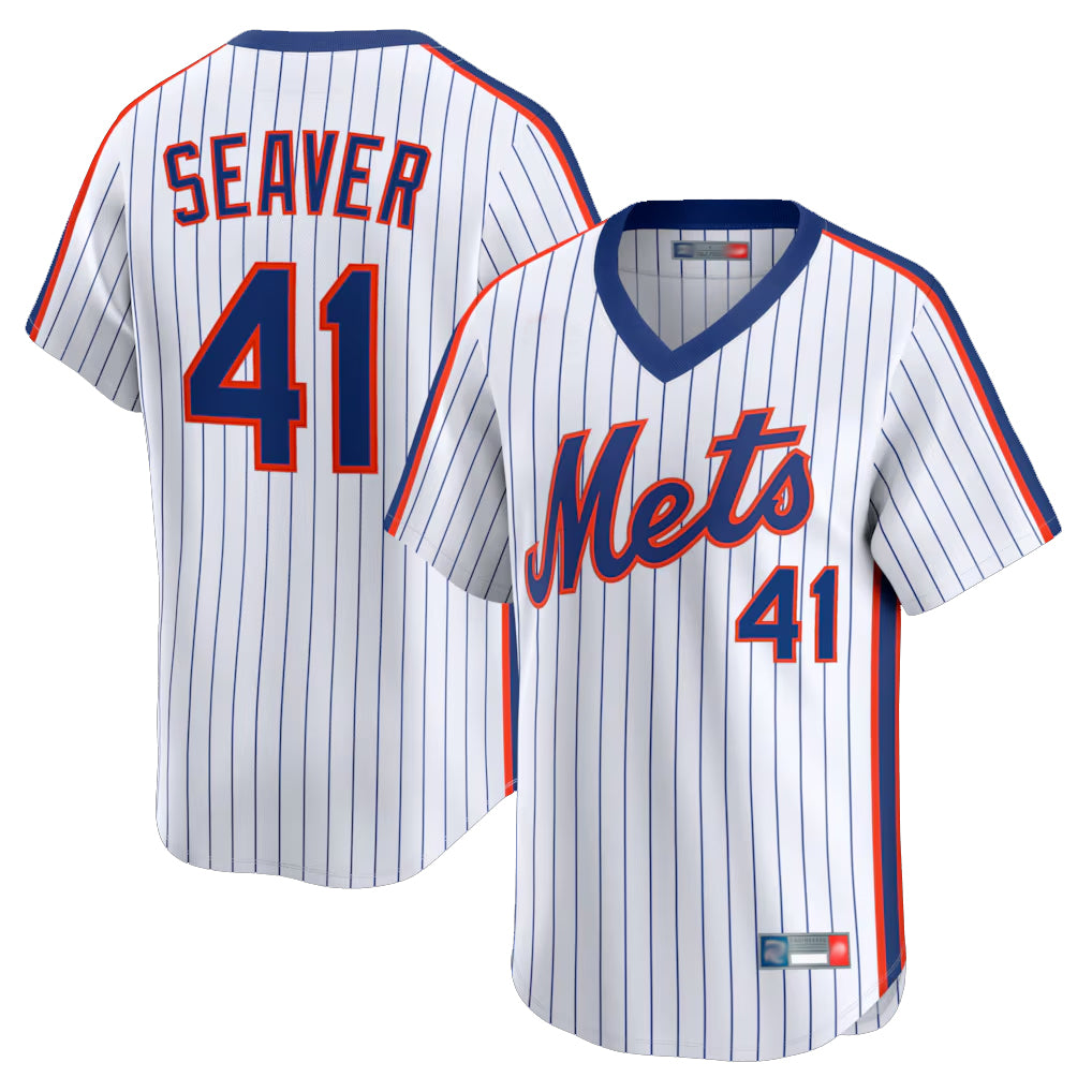 CBdoa NY.Mets #41 Tom Seaver Player White Cooperstown Collection T-shirt Game Stitched Jerseys
