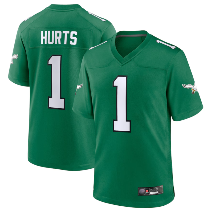 CBdoa P.Eagles #1 Jalen Hurts Player Kelly Green Game Stitched Jerseys