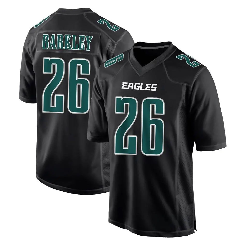 CBdoa P.Eagles #26 Saquon Barkley Player Carbon Black Fashion Home Game Stitched Jerseys