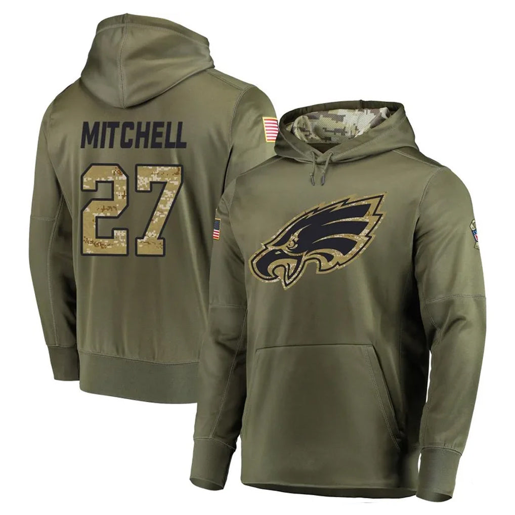 CBdoa P.Eagles #27 Quinyon Mitchell Player Olive Salute to Service Pullover Hoodies Home Game Stitched Jerseys