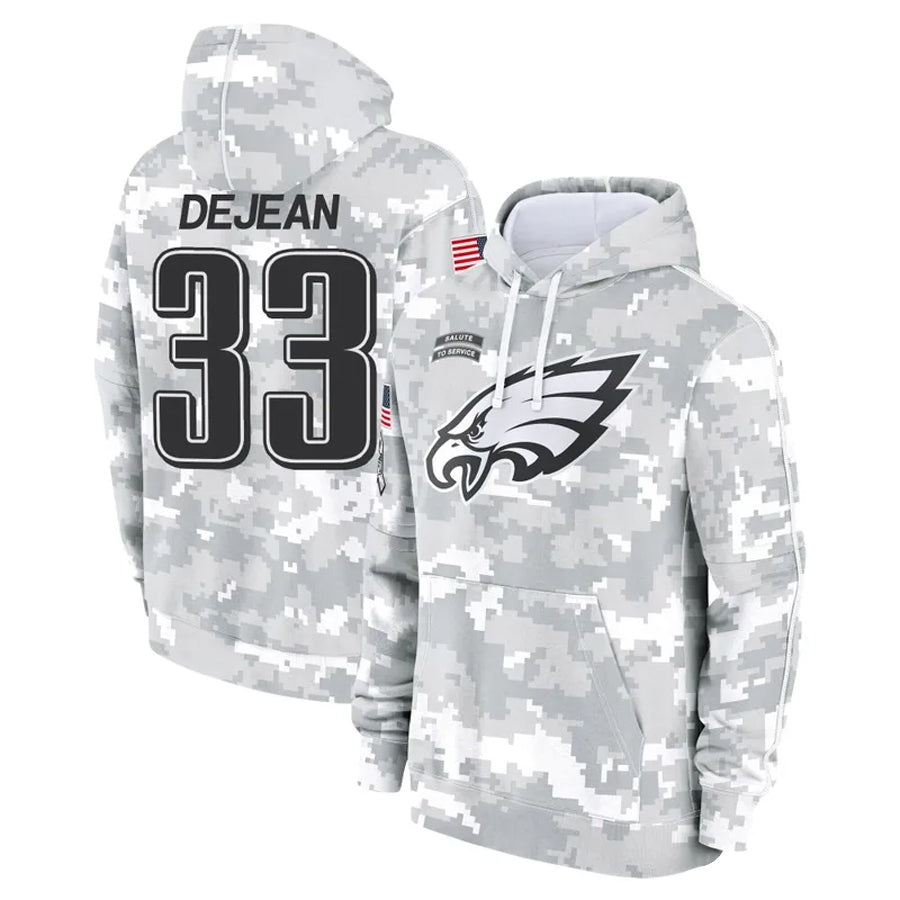 CBdoa P.Eagles #33 Cooper DeJean Player Military Hoodie Arctic Camo Salute To Service Stitched Jerseys