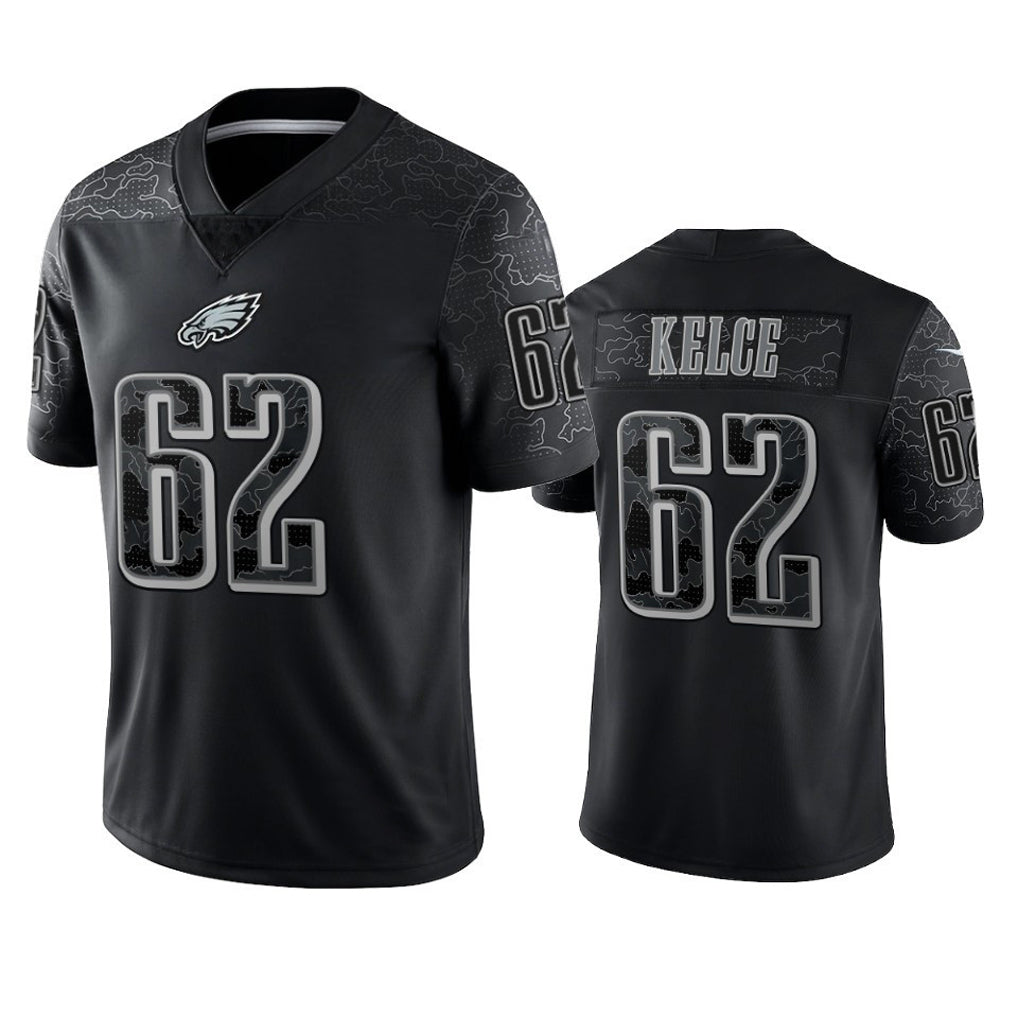 CBdoa P.Eagles #62 Jason Kelce Player Black REFLECTIVE Limited Stitched Jerseys