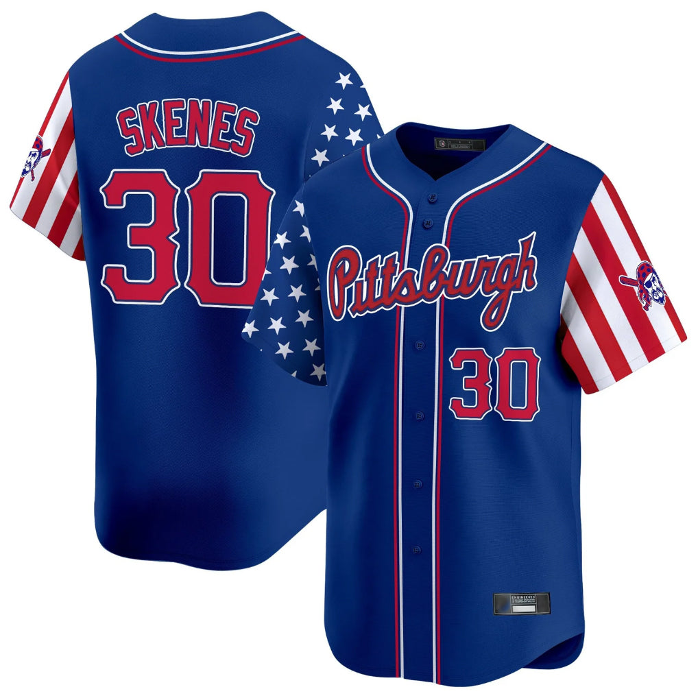 CBdoa P.Pirates #30 Paul Skenes Player Royal 2025 Independence Day Vapor Premier Limited Stitched Jerseys