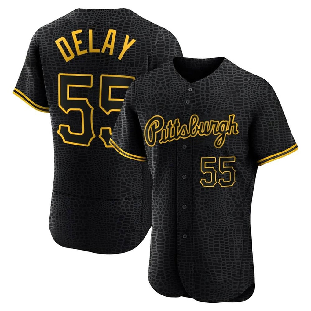 CBdoa P.Pirates #55 Jason Delay Player Black Snake Skin City Home Limited Elite Stitched Jerseys