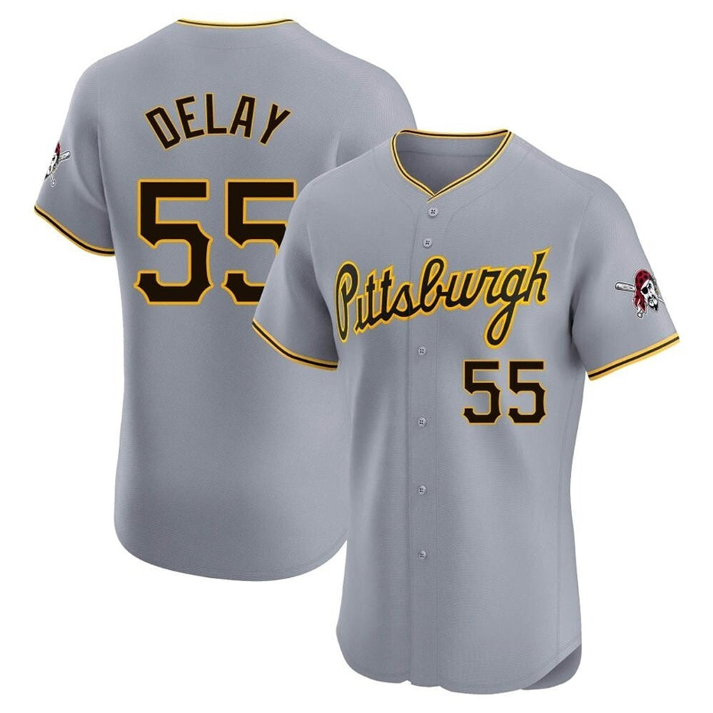 CBdoa P.Pirates #55 Jason Delay Player Gray Road Home Limited Elite Stitched Jerseys