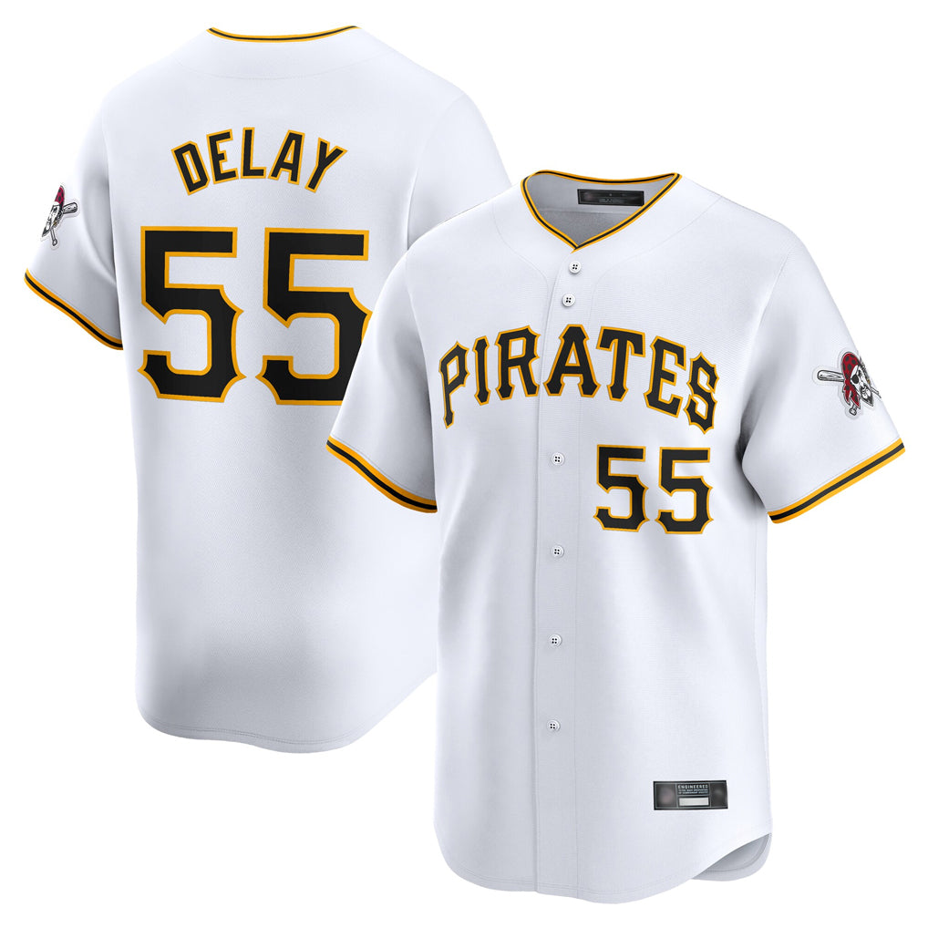 CBdoa P.Pirates #55 Jason Delay Player White Home Limited Stitched Jerseys