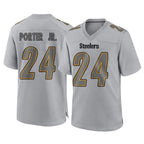 CBdoa P.Steelers #24 Joey Porter Jr. Player Gray Atmosphere Fashion Home Game Stitched Jerseys