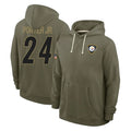 CBdoa P.Steelers #24 Joey Porter Jr. Player Olive Salute to Service Pullover Hoodies Limited Stitched Jerseys
