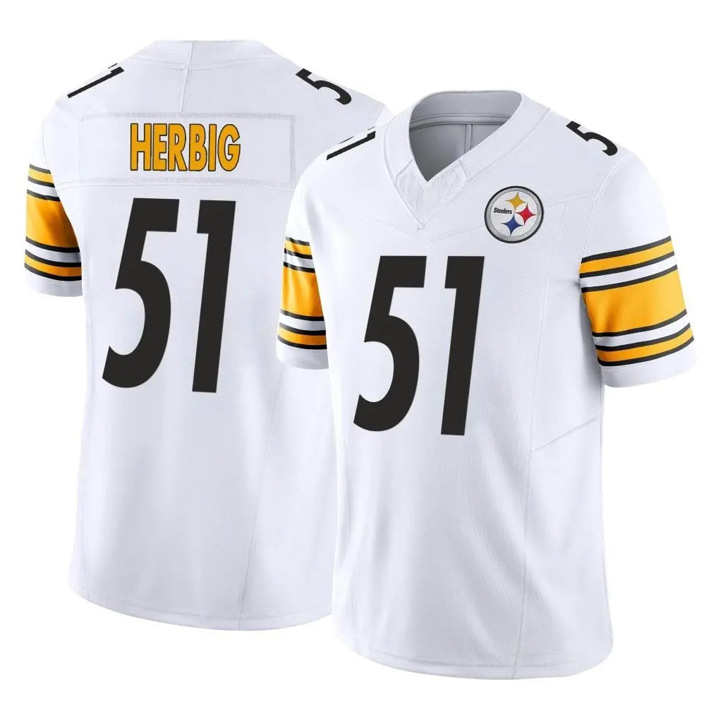 CBdoa P.Steelers #51 Nick Herbig Player White Limited Vapor F.U.S.E. Home Game Stitched Jerseys