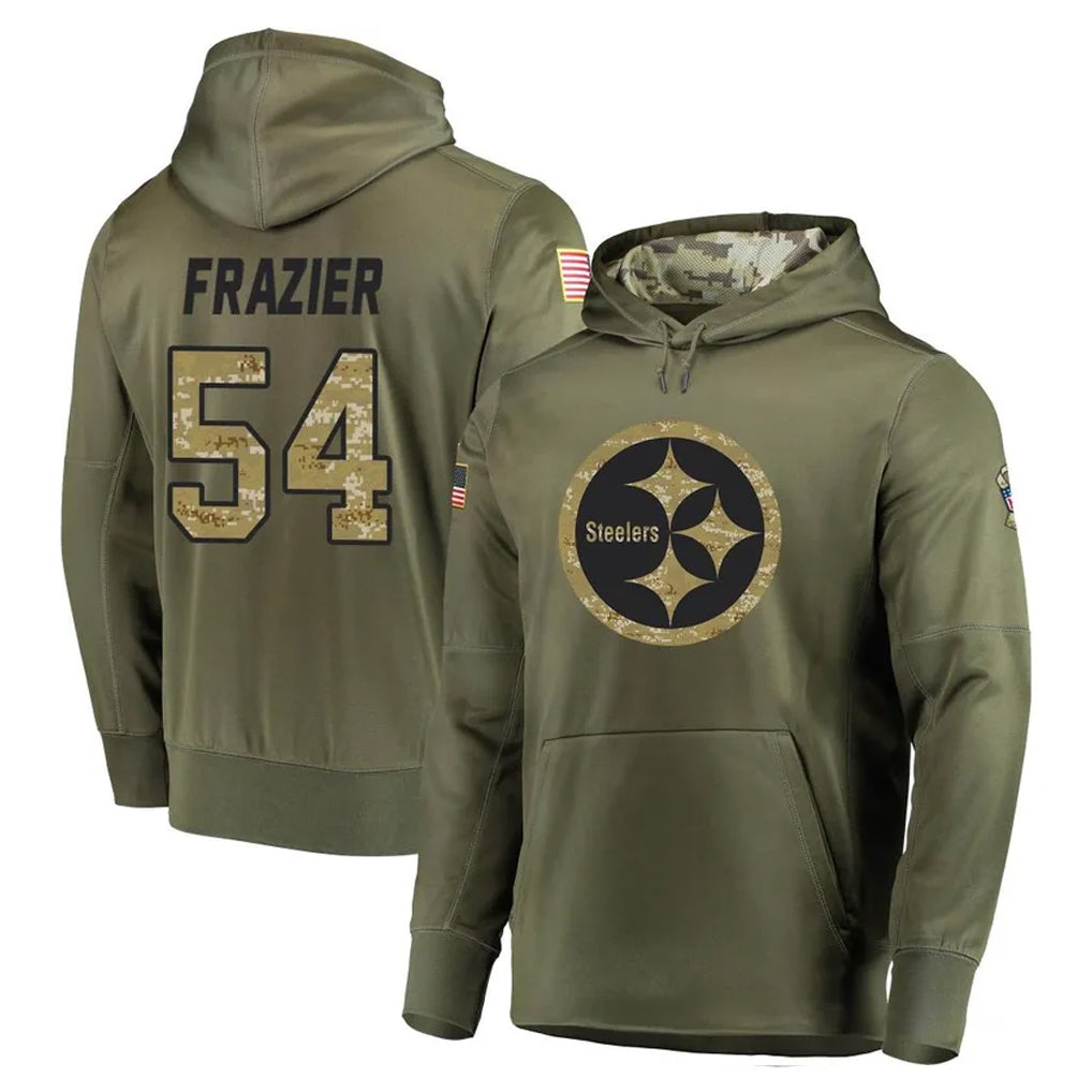 CBdoa P.Steelers #54 Zach Frazier Player Olive Salute to Service Pullover Hoodie Home Game Stitched Jerseys