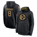 CBdoa P.Steelers #8 Aaron Rodgers Player Black Salute to Service Hoodies Limited Game Stitched Jerseys