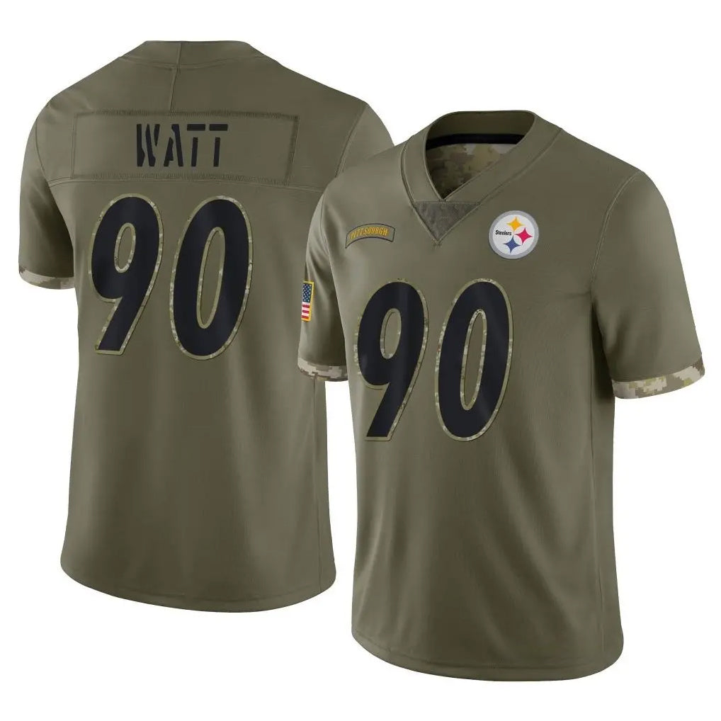 CBdoa P.Steelers #90 T.J. Watt Player Olive Limited Salute To Service Home Game Stitched Jerseys