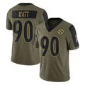 CBdoa P.Steelers #90 T.J. Watt Player Olive Salute To Service Limited Game Stitched Jerseys