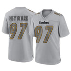 CBdoa P.Steelers #97 Cameron Heyward Player Gray Atmosphere Fashion Home Game Stitched Jerseys