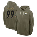 CBdoa P.Steelers #99 Derrick Harmon Player Olive Salute to Service Pullover Hoodies Limited Stitched Jerseys
