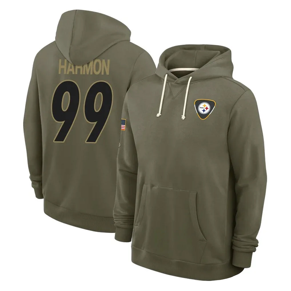 CBdoa P.Steelers #99 Derrick Harmon Player Olive Salute to Service Pullover Hoodies Limited Stitched Jerseys
