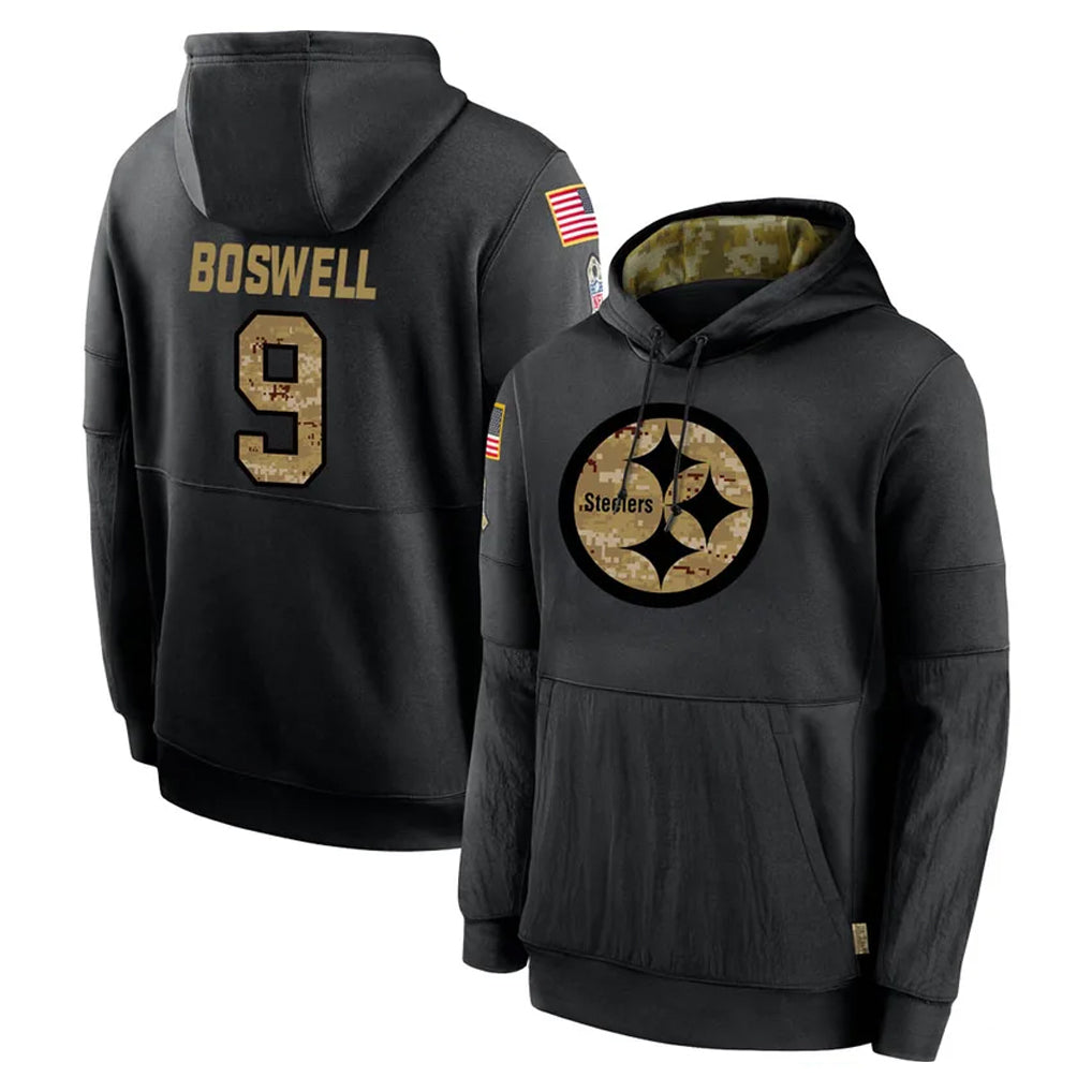 CBdoa P.Steelers #9 Chris Boswell Player Black Salute to Service Hoodies Limited Game Stitched Jerseys