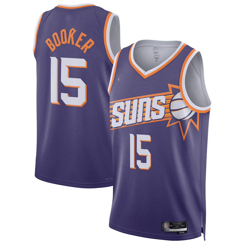 CBdoa P.Suns #15 Devin Booker Purple Swingman Player Jerseys - Icon Edition