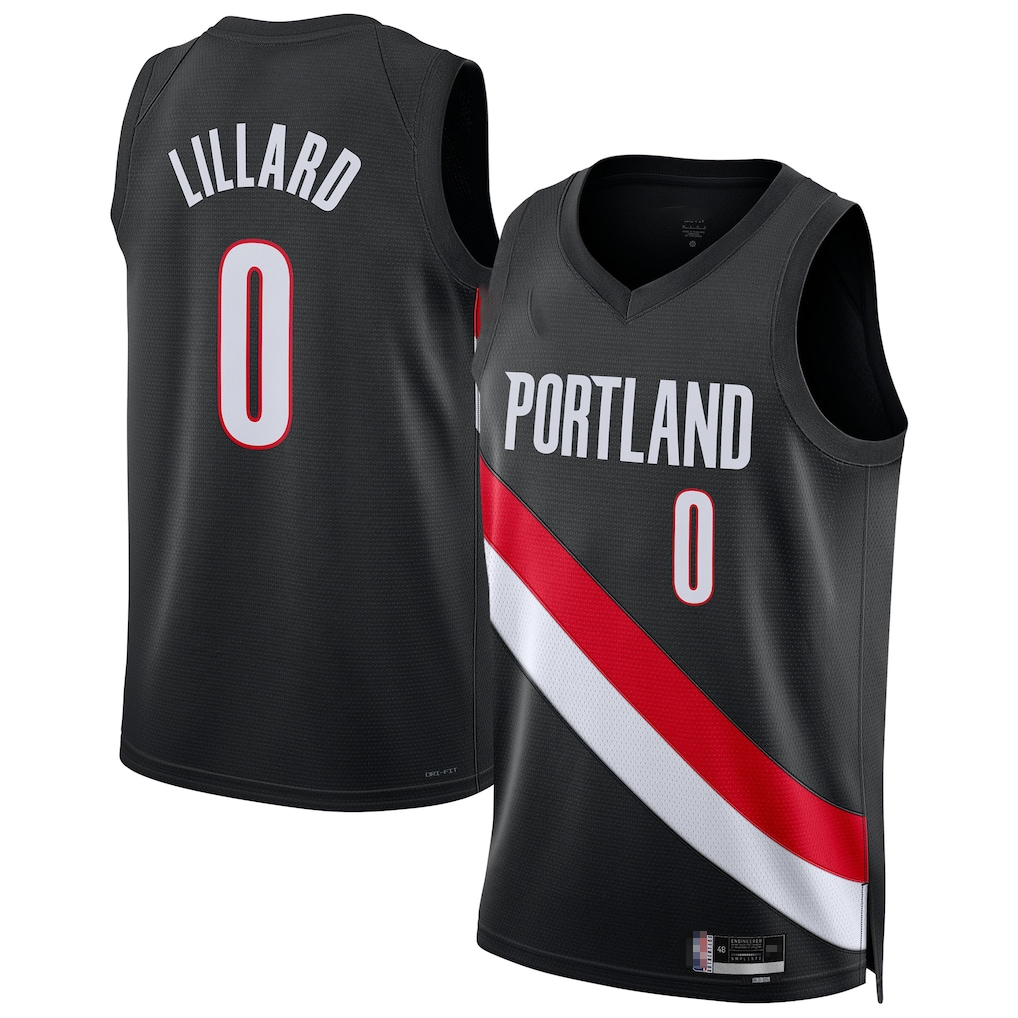 CBdoa PT.Blazers #0 Damian Lillard Black Swingman Player Jerseys - Icon Edition