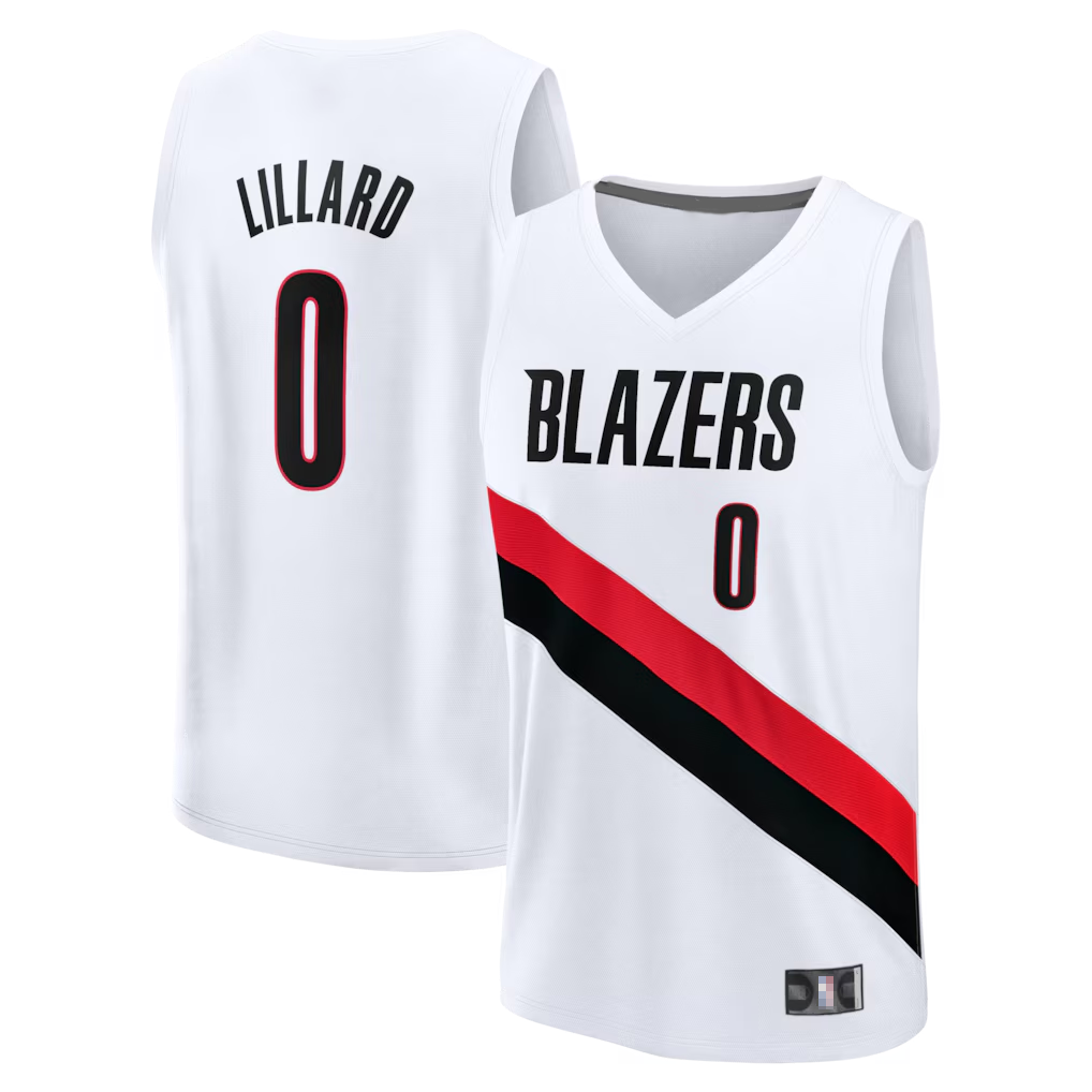 CBdoa PT.Blazers #0 Damian Lillard Fanatics White Fast Break Replica Player Jerseys - Association Edition