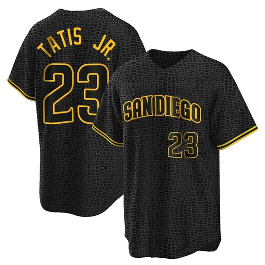 CBdoa S.Diego Padres #23 Fernando Tatis Jr Player Black Snake Skin City Home Game Stitched Jersey
