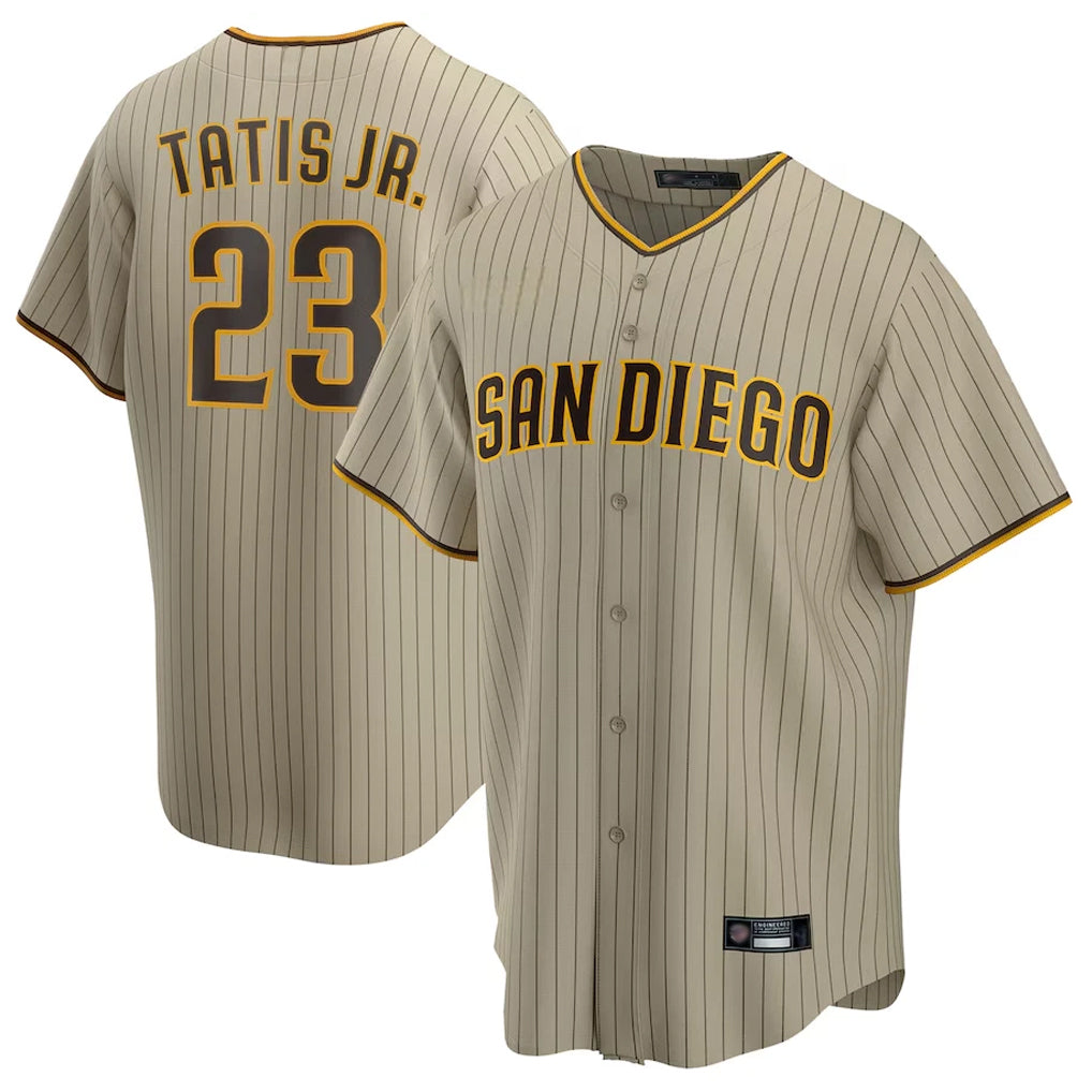CBdoa S.Diego Padres #23 Fernando Tatis Jr Player Khaki Home Game Stitched Jerseys