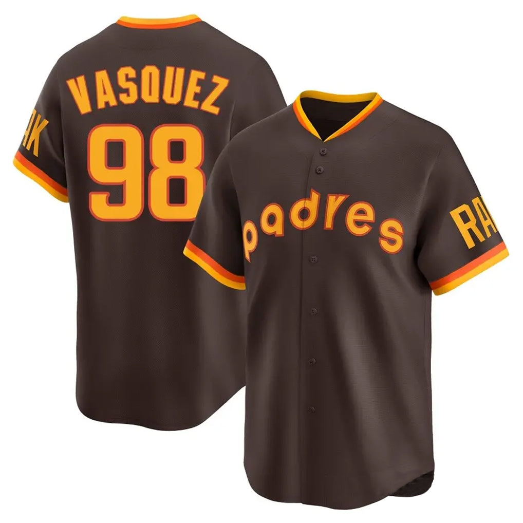 CBdoa S.Diego Padres #98 Randy Vasquez Player Brown Home Cooperstown Collection Replica Game Stitched Jerseys