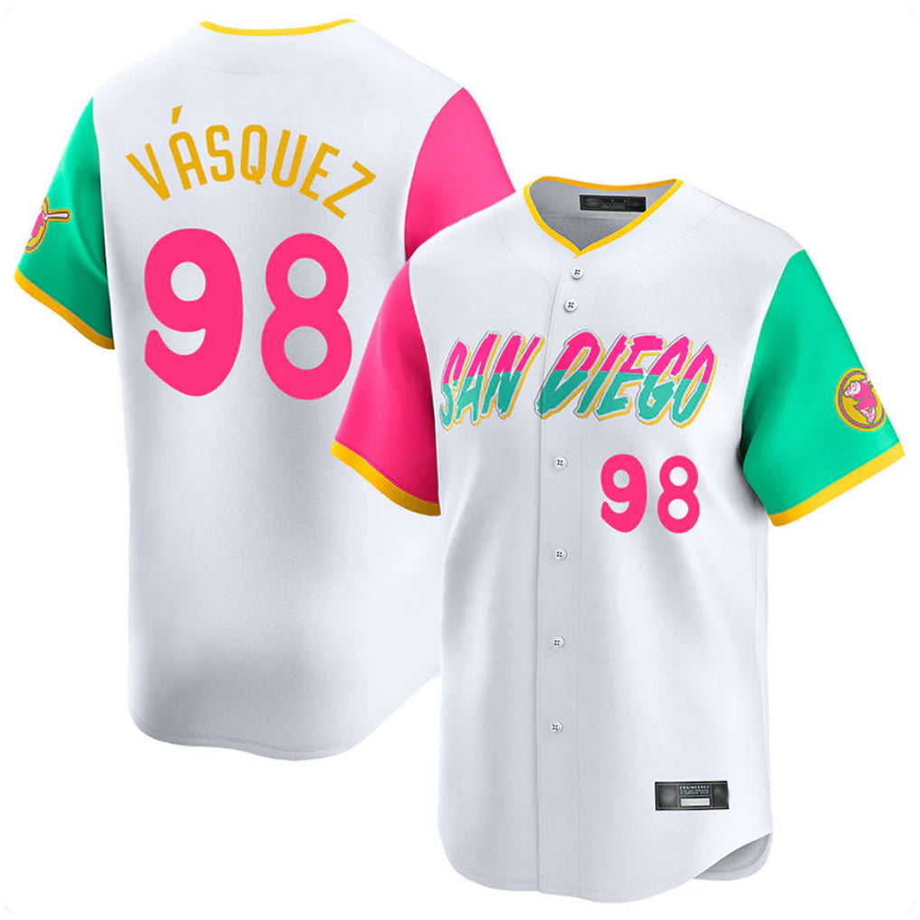 CBdoa S.Diego Padres #98 Randy Vasquez Player White City Connect Home Limited Stitched Jerseys