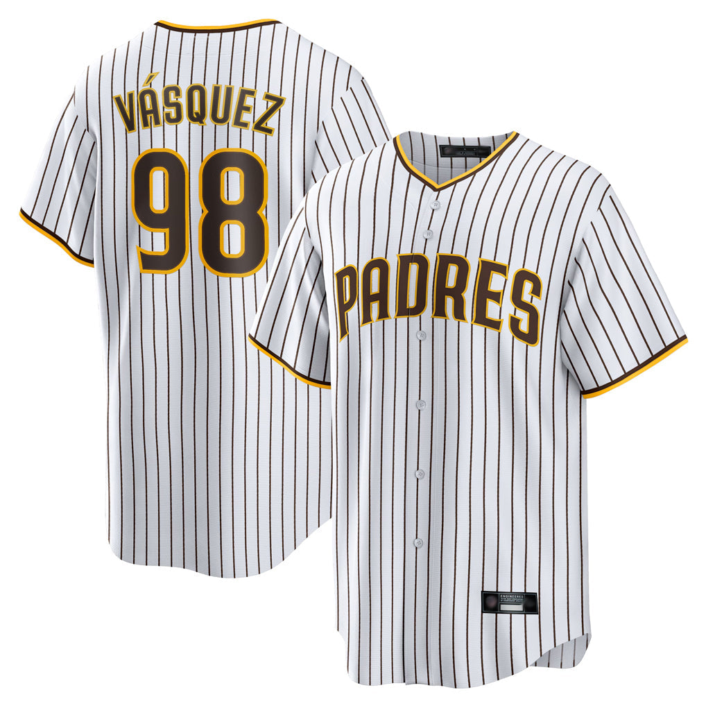 CBdoa S.Diego Padres #98 Randy Vasquez Player White Home Game Stitched Jerseys