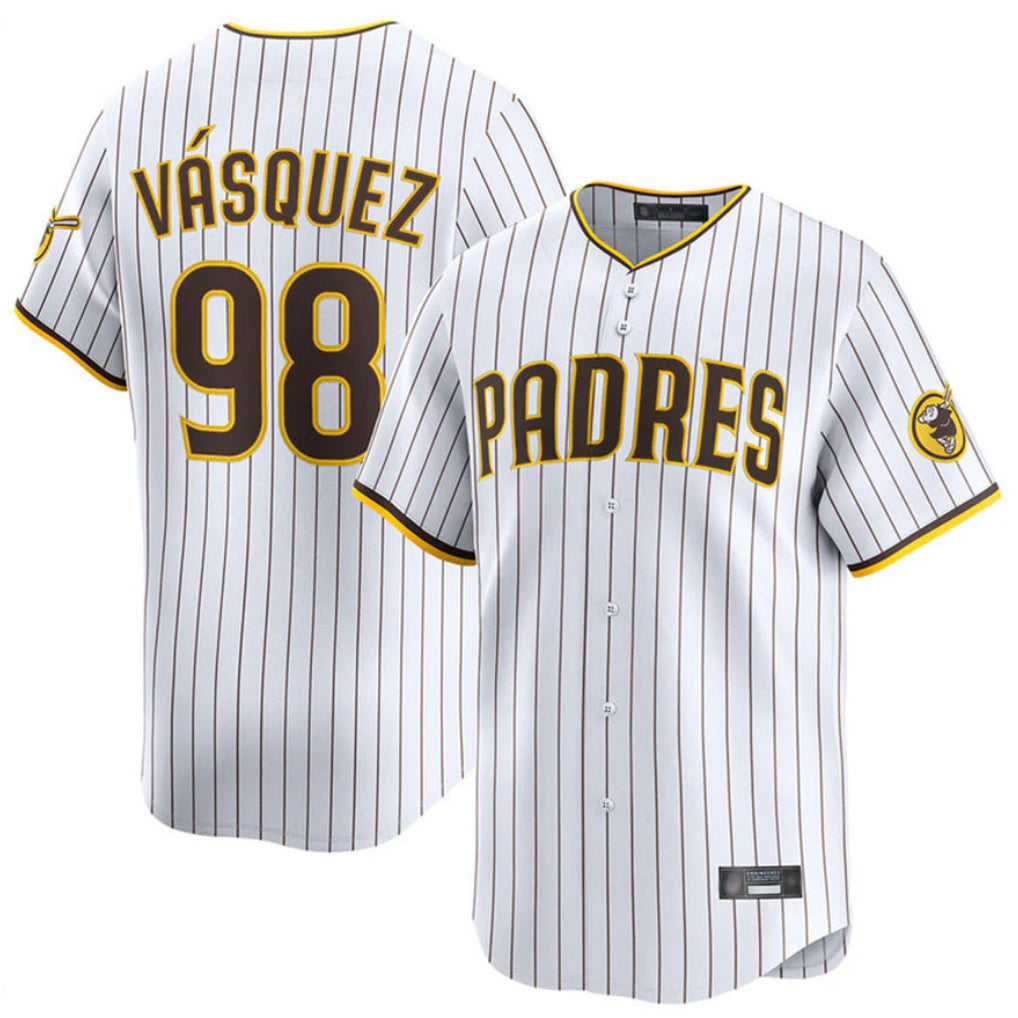CBdoa S.Diego Padres #98 Randy Vasquez Player White Home Limited Stitched Jerseys