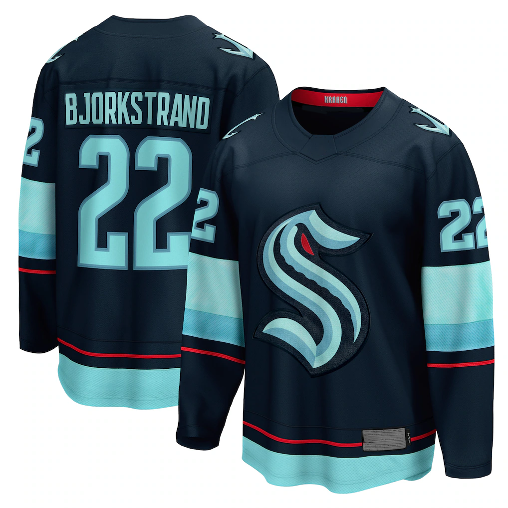 CBdoa S.Kraken #22 Oliver Bjorkstrand Deep Sea Blue Home Breakaway Player Jerseys