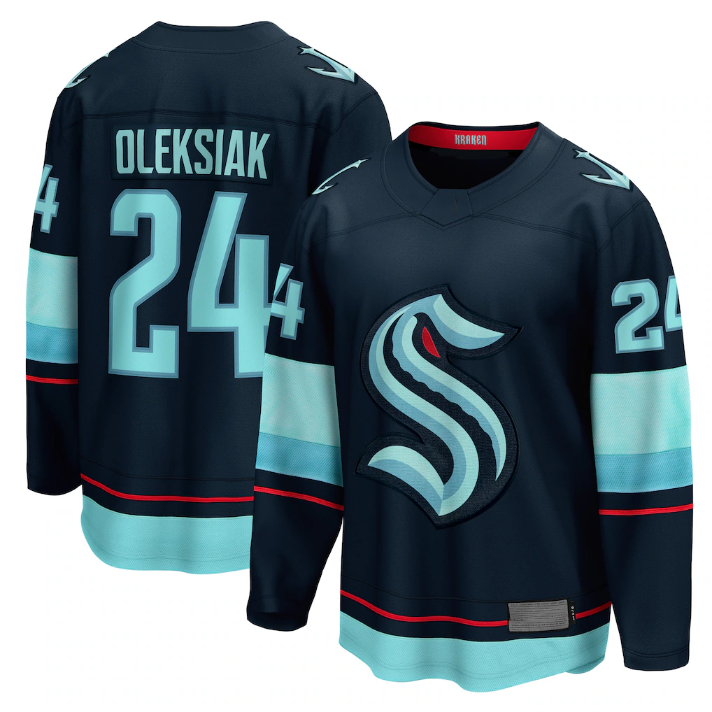CBdoa S.Kraken #24 Jamie Oleksiak Deep Sea Blue Home Breakaway Player Jerseys