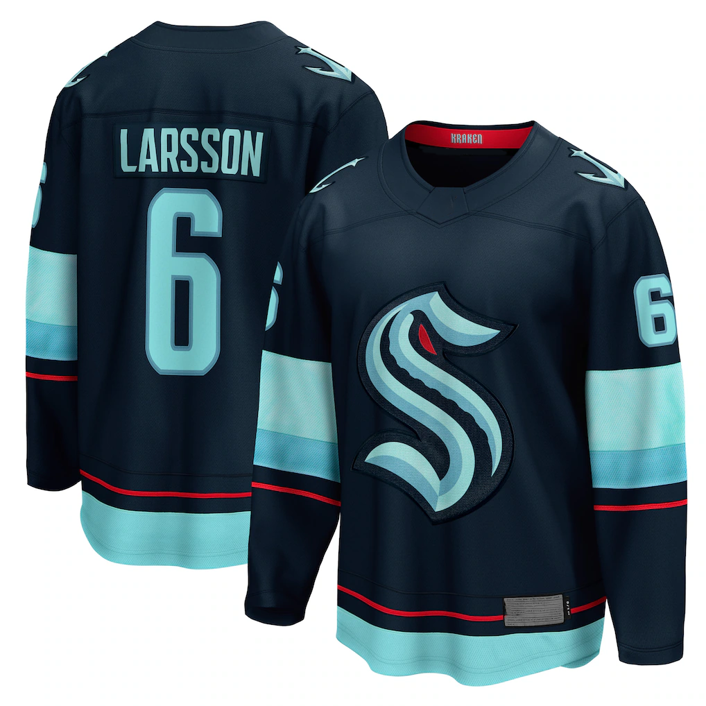CBdoa S.Kraken #6 Adam Larsson Deep Sea Blue Home Breakaway Player Jerseys