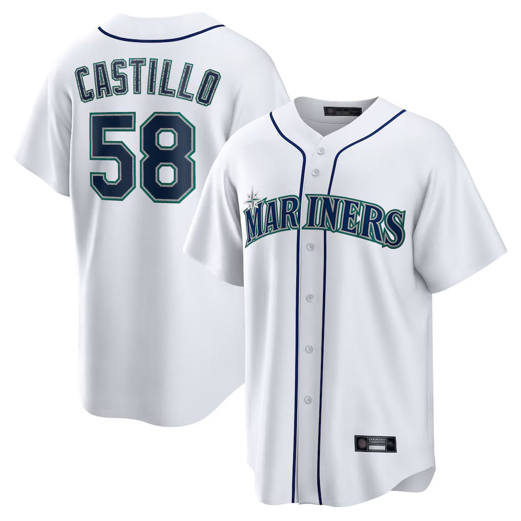 CBdoa S.Mariners #58 Luis Castillo Player White Home Game Stitched Jerseys