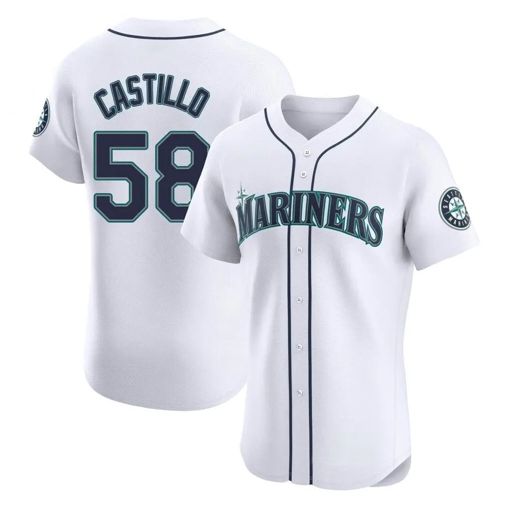 CBdoa S.Mariners #58 Luis Castillo Player White Home Limited Elite Stitched Jerseys