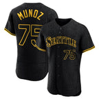 CBdoa S.Mariners #75 Andres Munoz Player Black Snake Skin City Home Limited Elite Stitched Jerseys