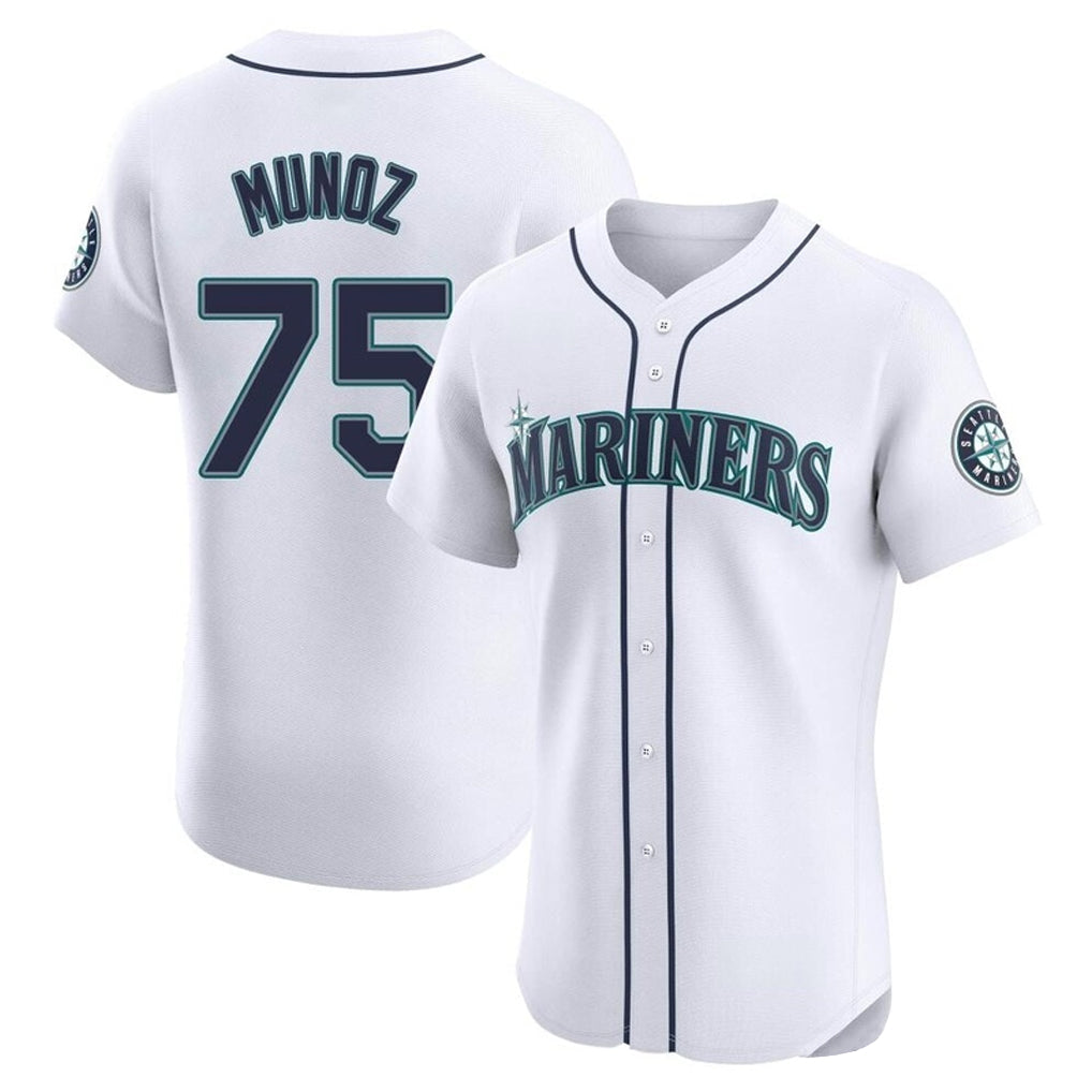CBdoa S.Mariners #75 Andres Munoz Player White Home Limited Elite Stitched Jerseys