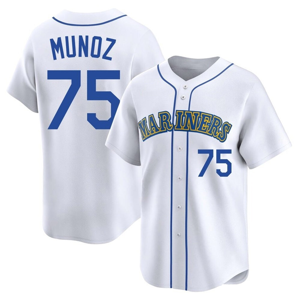 CBdoa S.Mariners #75 Andres Munoz Player White Throwback Cooperstown Collection Home Limited Stitched Jerseys