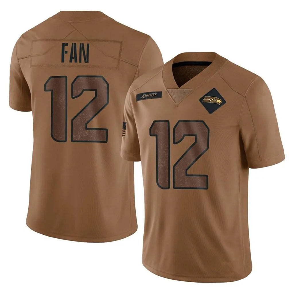 CBdoa S.Seahawks #12 12th Fan Player Brown Limited Salute To Service Home Game Stitched Jerseys