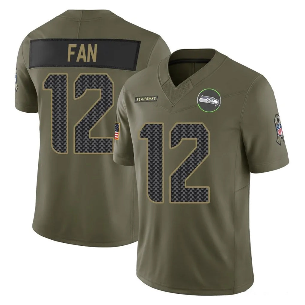 CBdoa S.Seahawks #12 12th Fan Player Olive 2025 Salute To Service Limited Home Game Stitched Jerseys