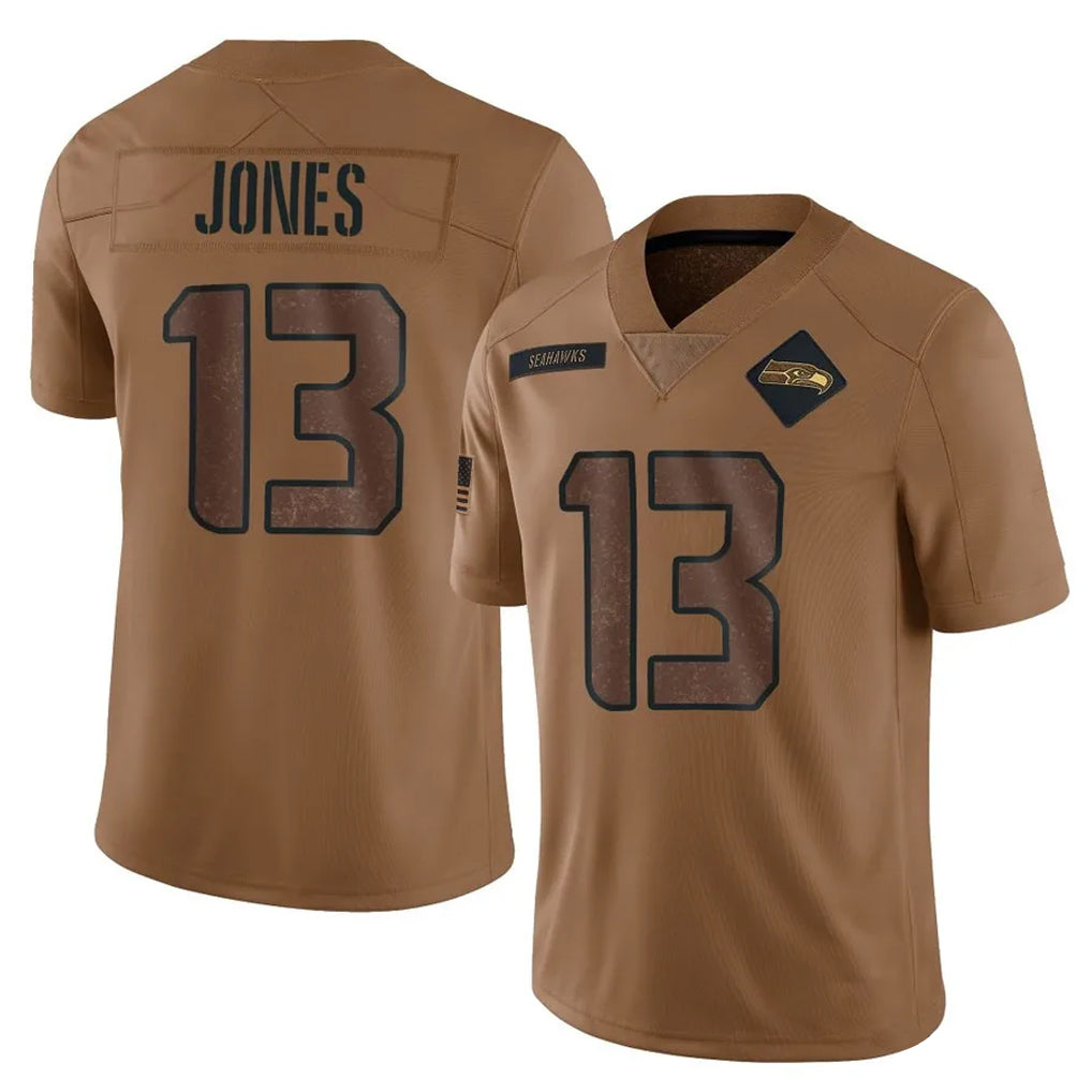 CBdoa S.Seahawks #13 Ernest Jones IV Player Brown Limited Salute To Service Home Game Stitched Jerseys