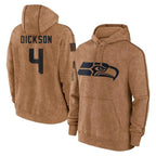 CBdoa S.Seahawks #4 Michael Dickson Player Brown Limited Salute to Service Pullover Hoodies Game Stitched Jerseys
