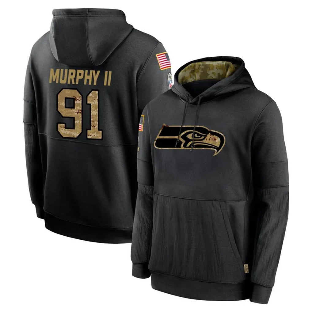 CBdoa S.Seahawks #91 Byron Murphy II Player Black Salute to Service Hoodies Limited Game Stitched Jerseys