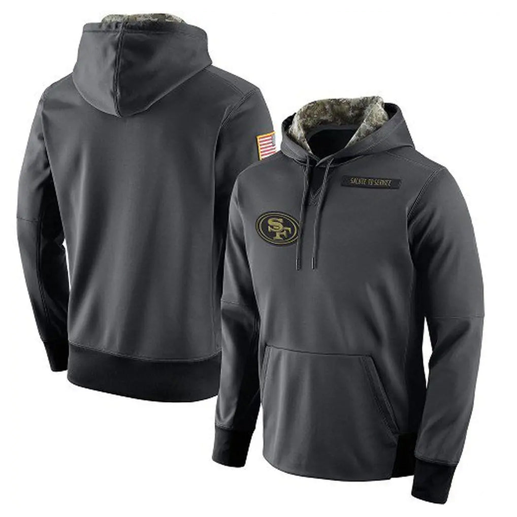 CBdoa SF.49ers Anthracite Pullover Hoodies Home Game Blank Player Stitched Jerseys