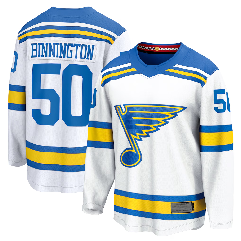 CBdoa St.L.Blues #50 Jordan Binnington White Away Breakaway Player Jerseys