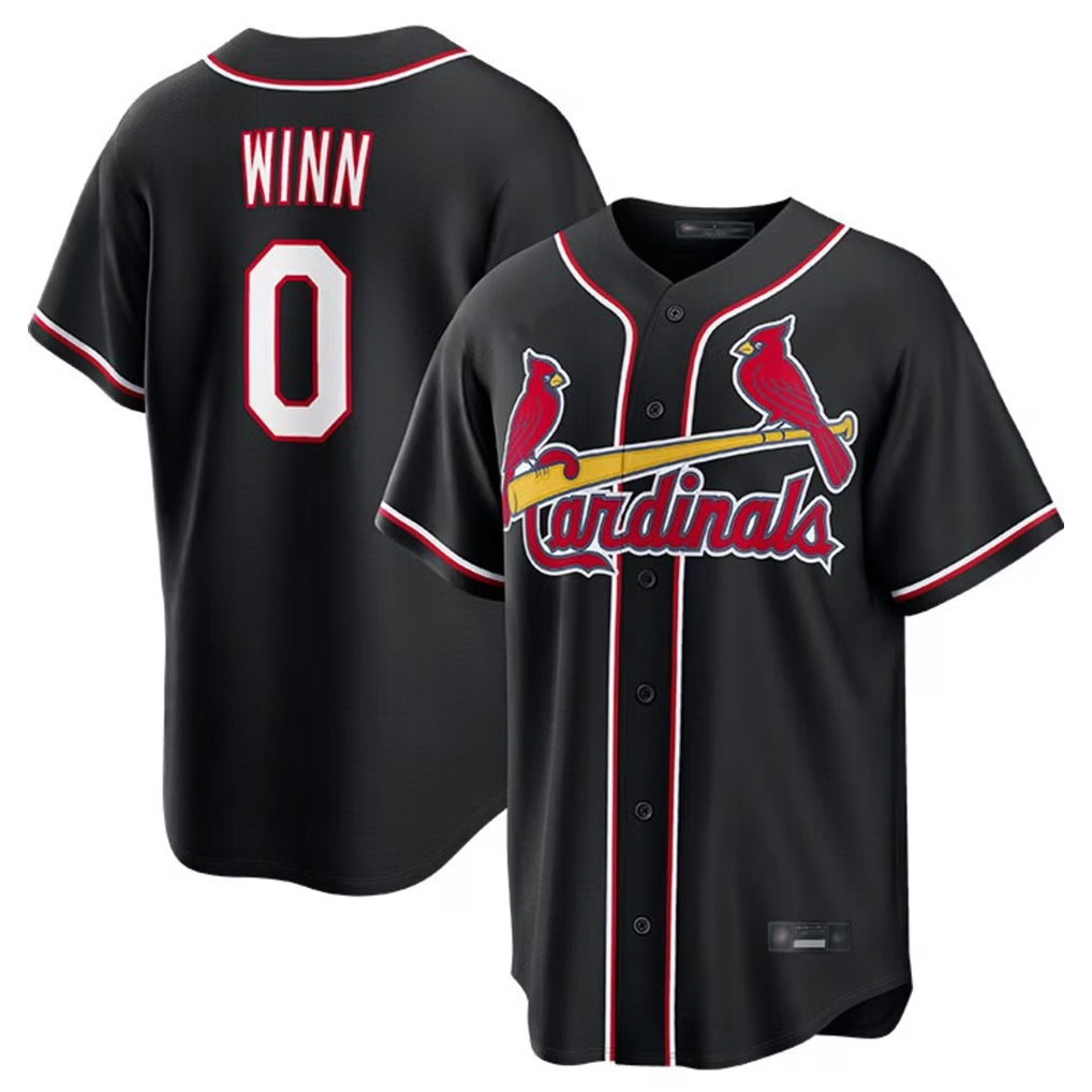 CBdoa St. Louis Cardinals #0 Masyn Winn Player Black Carbon Fashio Game Stitched Jerseys